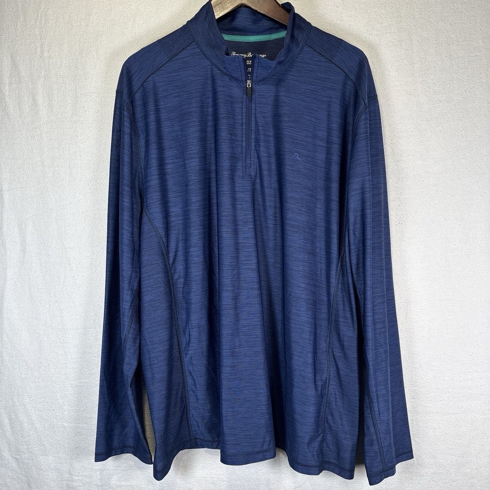Tommy Bahama Men's IslandZone Blue XXL Long Sleeve Quarter Zip